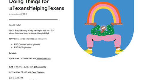 Outdoor Voices H-E-B #TexansHelpingTexans Web Page